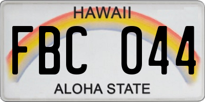 HI license plate FBC044