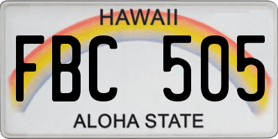 HI license plate FBC505