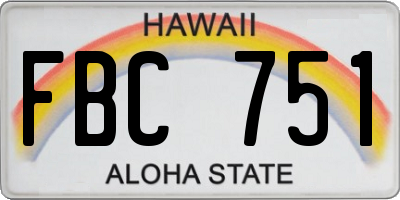HI license plate FBC751