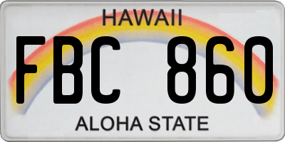 HI license plate FBC860
