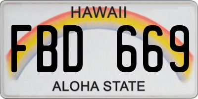 HI license plate FBD669