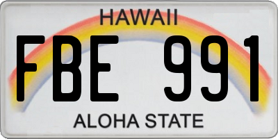 HI license plate FBE991