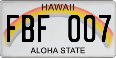 HI license plate FBF007