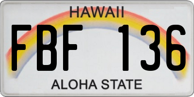 HI license plate FBF136