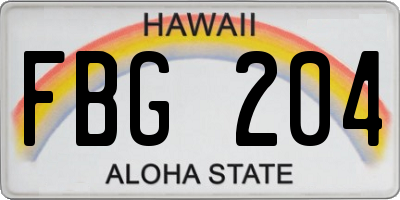 HI license plate FBG204