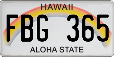 HI license plate FBG365