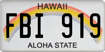 HI license plate FBI919