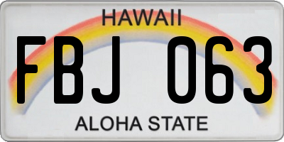 HI license plate FBJ063