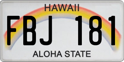 HI license plate FBJ181