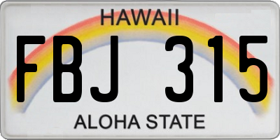 HI license plate FBJ315