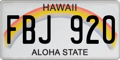 HI license plate FBJ920