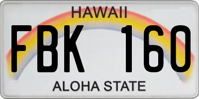 HI license plate FBK160