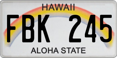 HI license plate FBK245