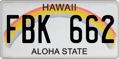 HI license plate FBK662