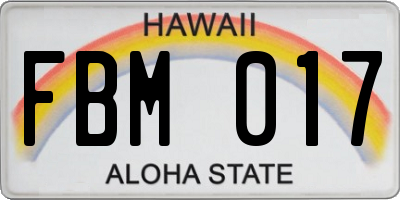 HI license plate FBM017