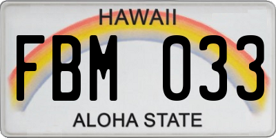 HI license plate FBM033