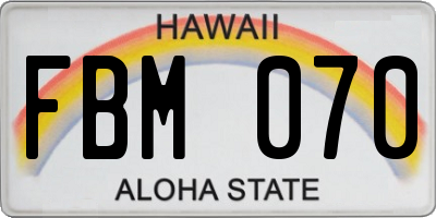 HI license plate FBM070
