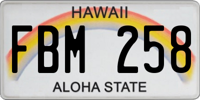 HI license plate FBM258