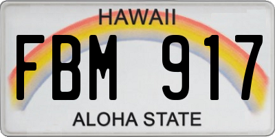 HI license plate FBM917