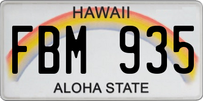 HI license plate FBM935