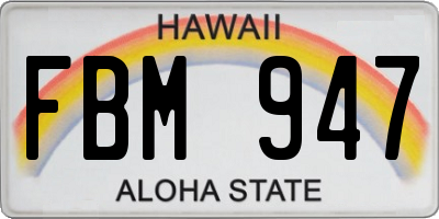 HI license plate FBM947