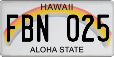 HI license plate FBN025