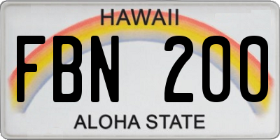 HI license plate FBN200