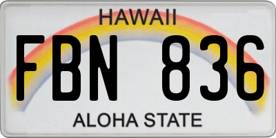 HI license plate FBN836
