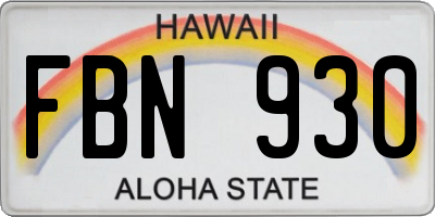 HI license plate FBN930