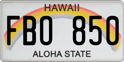 HI license plate FBO850