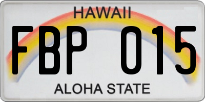 HI license plate FBP015