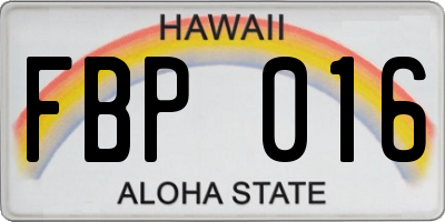 HI license plate FBP016
