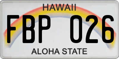 HI license plate FBP026