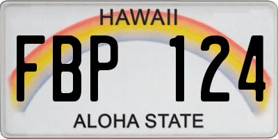 HI license plate FBP124