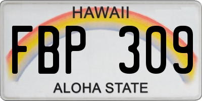 HI license plate FBP309