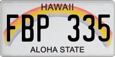 HI license plate FBP335