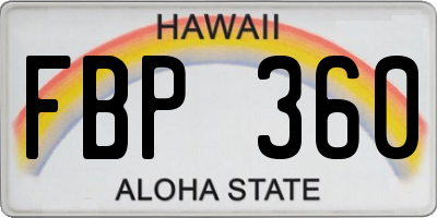 HI license plate FBP360