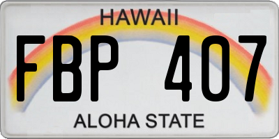 HI license plate FBP407