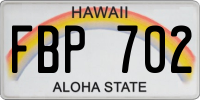 HI license plate FBP702