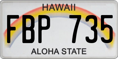 HI license plate FBP735