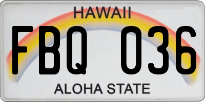 HI license plate FBQ036