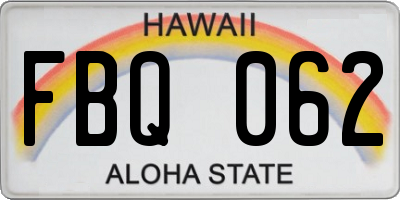 HI license plate FBQ062