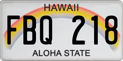HI license plate FBQ218