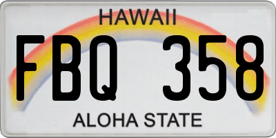 HI license plate FBQ358