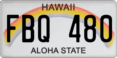 HI license plate FBQ480