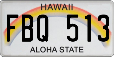 HI license plate FBQ513
