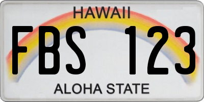 HI license plate FBS123
