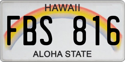 HI license plate FBS816