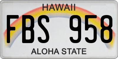HI license plate FBS958