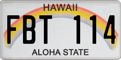 HI license plate FBT114